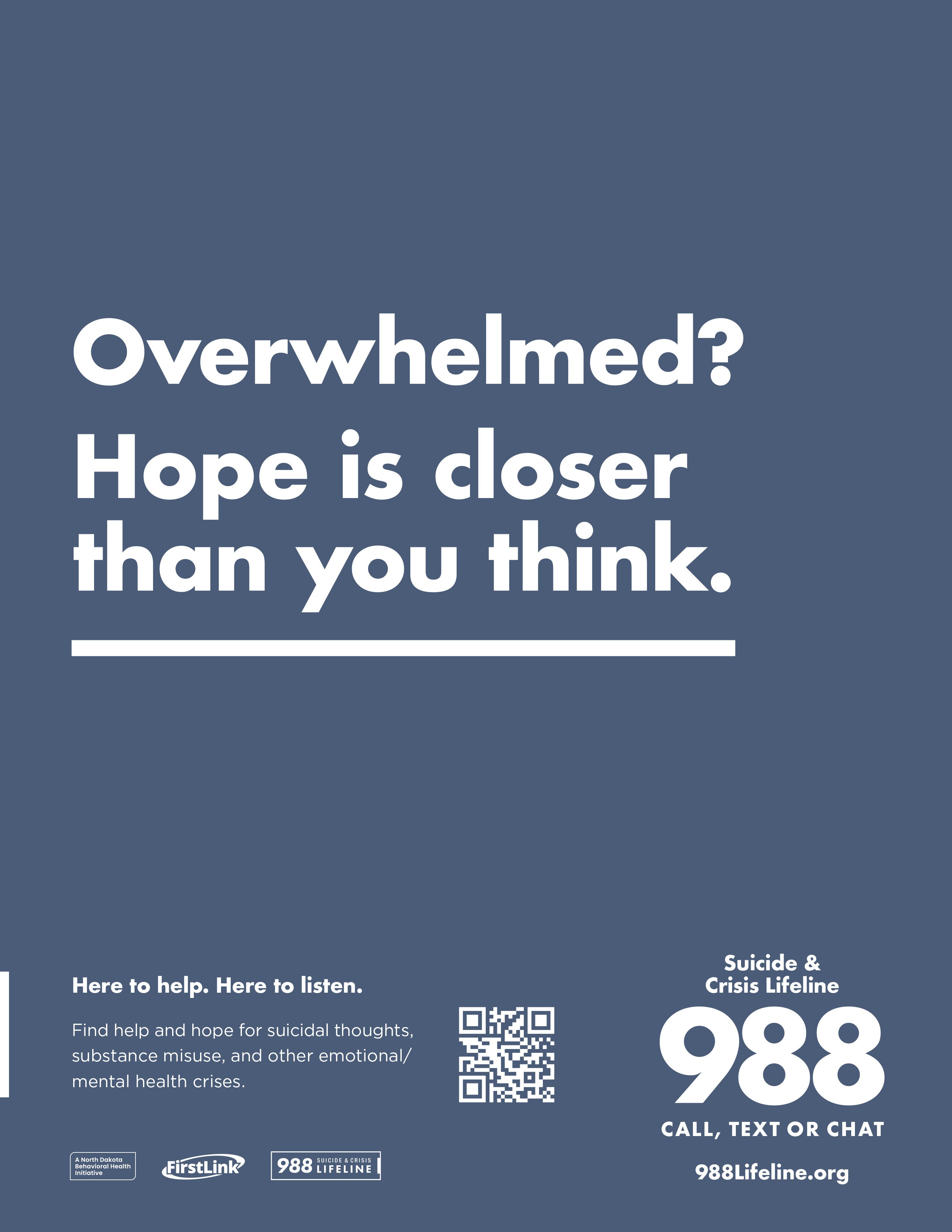 988 Poster: Overwhelmed? Hope is closer than you think.